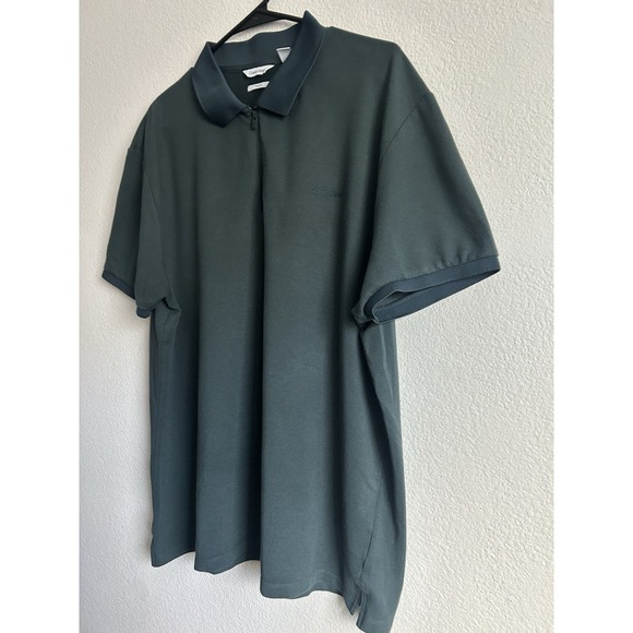 Calvin Klein Classic Fit Men's XL Collar Quarter Zip Up Short Sleeve Polo Shirt - Picture 3 of 6